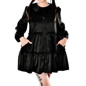 NWOT FOXBLOOD Satin Ruffled Tiered Whimsygoth Dress L